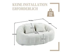 Sofá|DripeX Poltrona Preguiçosa de Chenille - 2 Lugares - com 2 Almofadas - 62cm Profundidade do Assento - Carga Máx. 250kg - Bege