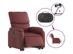 Poltrona reclin. elevatória elétrica couro artif -tinto PT409148 Vermelho