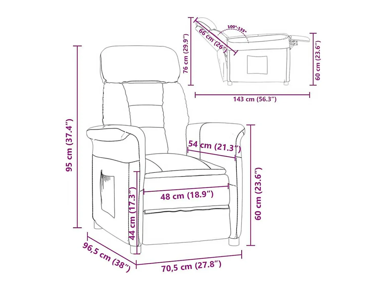 Poltrona Recliner 70.5x96.5x95 cm SHL987997^ Poltrona