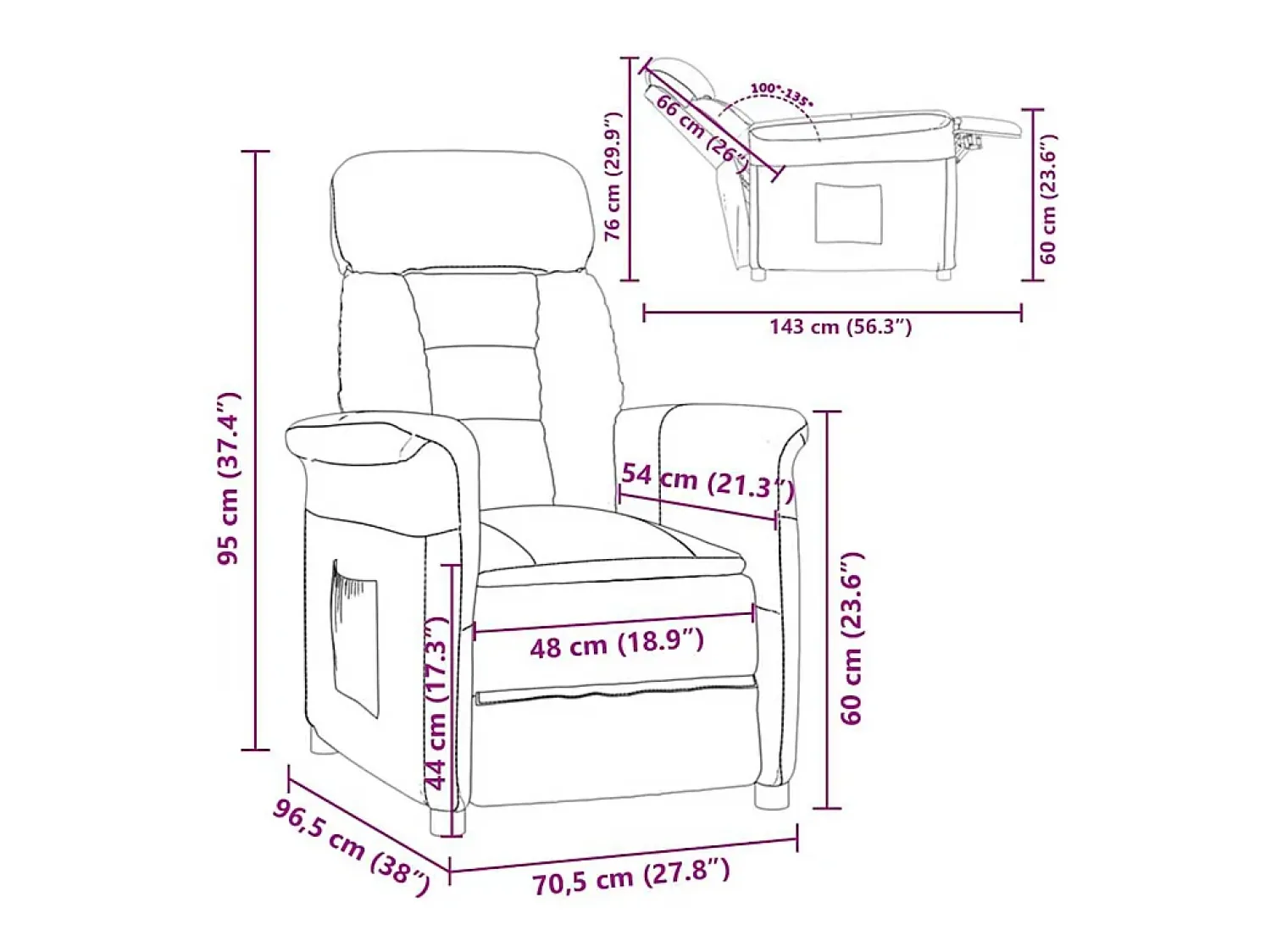 Poltrona Recliner 70.5x96.5x95 cm SHL987997^ Poltrona