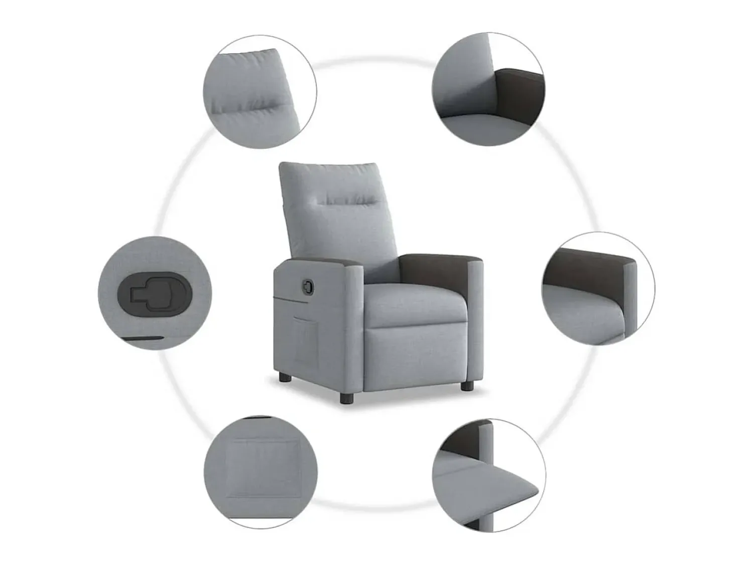 Poltrona Reclinável | Poltrona Confortável Relax tecido -claro SHL903791^ Poltrona