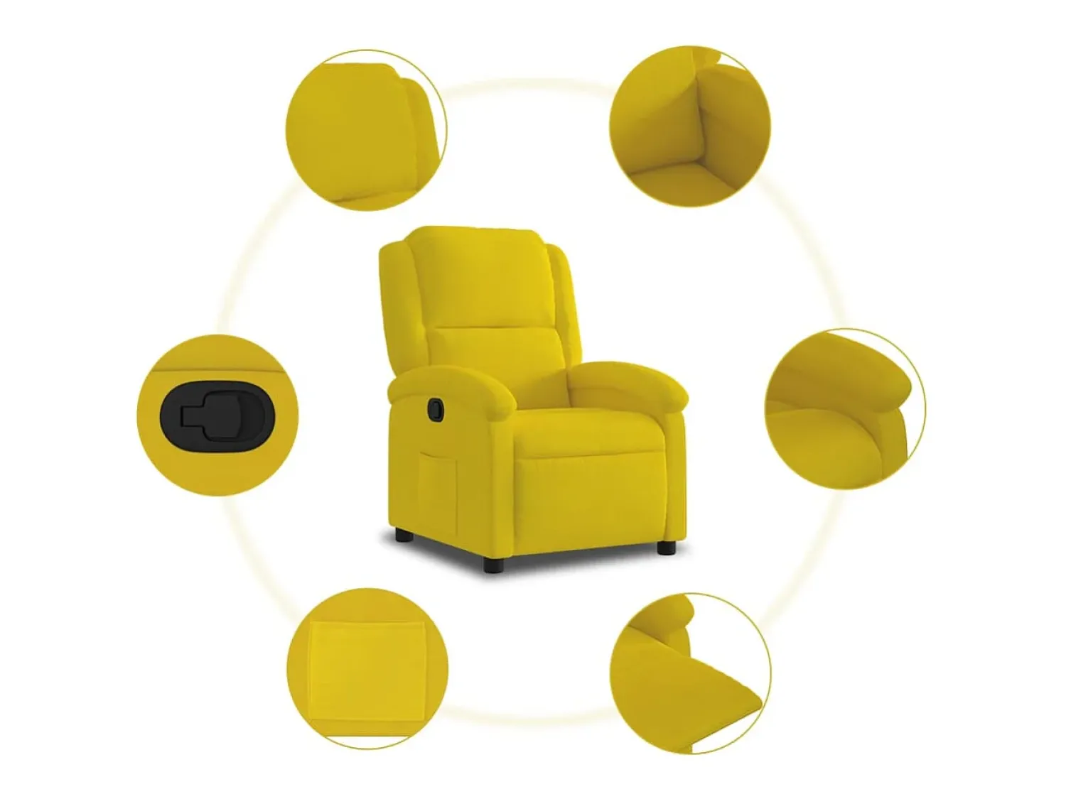 Poltrona| Poltrona Reclinável | Poltrona Confortável Relax veludo SHL813462 Amarelo