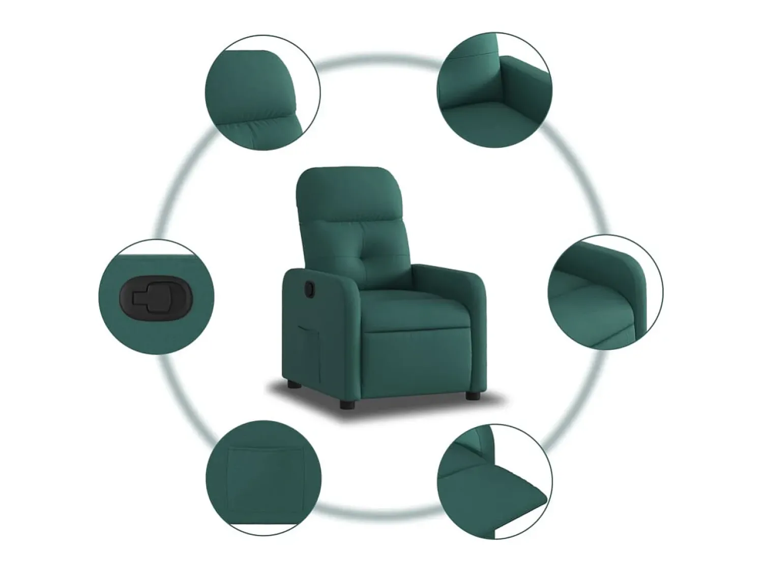 Poltrona Reclinável | Poltrona Confortável Relax tecido verde-escuro SHL427387^ Poltrona
