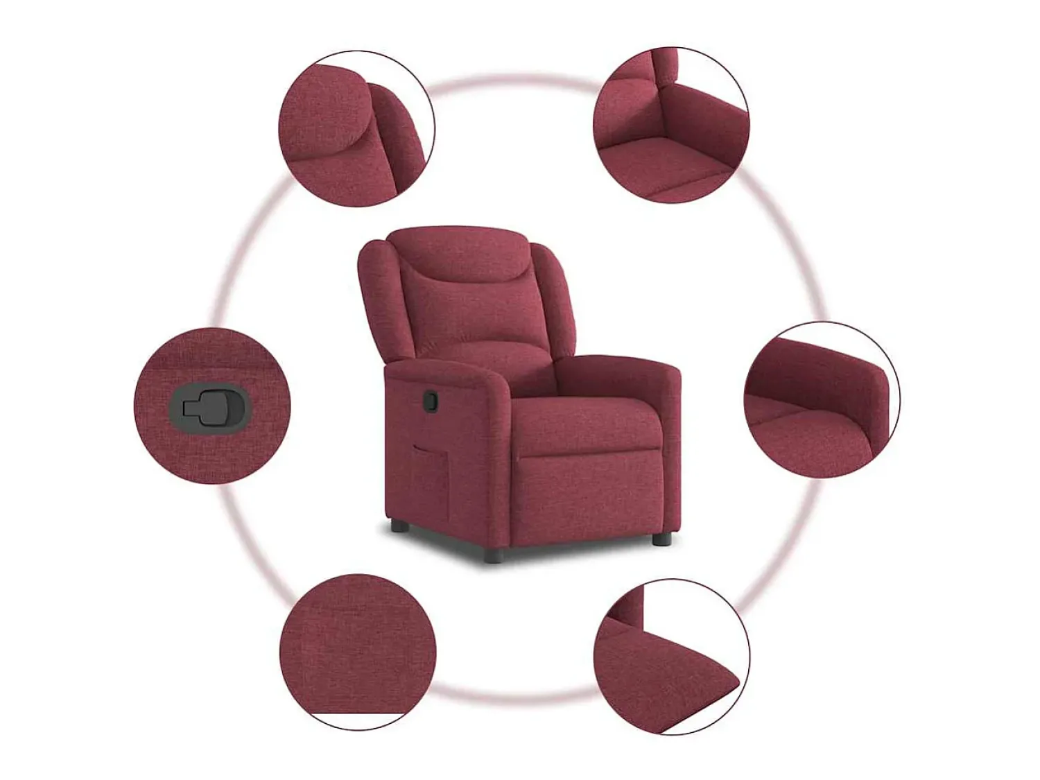 Poltrona* Poltrona Reclinável | Poltrona Confortável Relax tecido tinto SHL194418 Vermelho