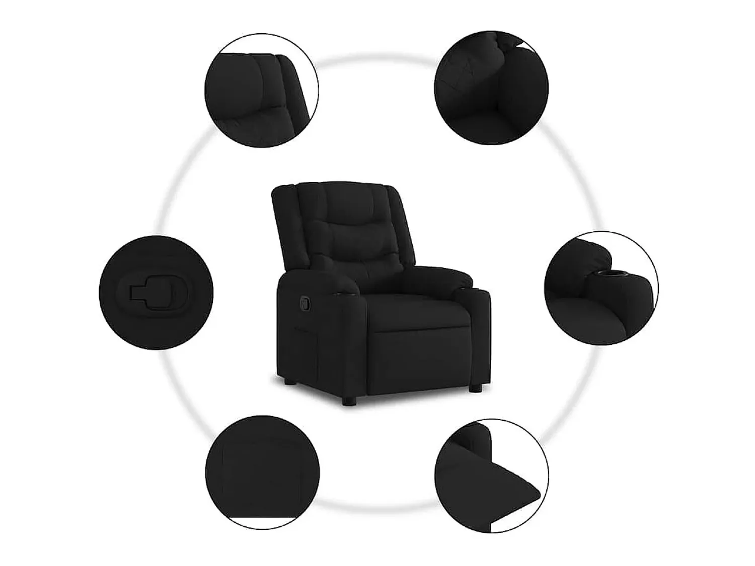 Sale Poltrona Reclinável | Poltrona Confortável Relax tecido SHL893732 Preto