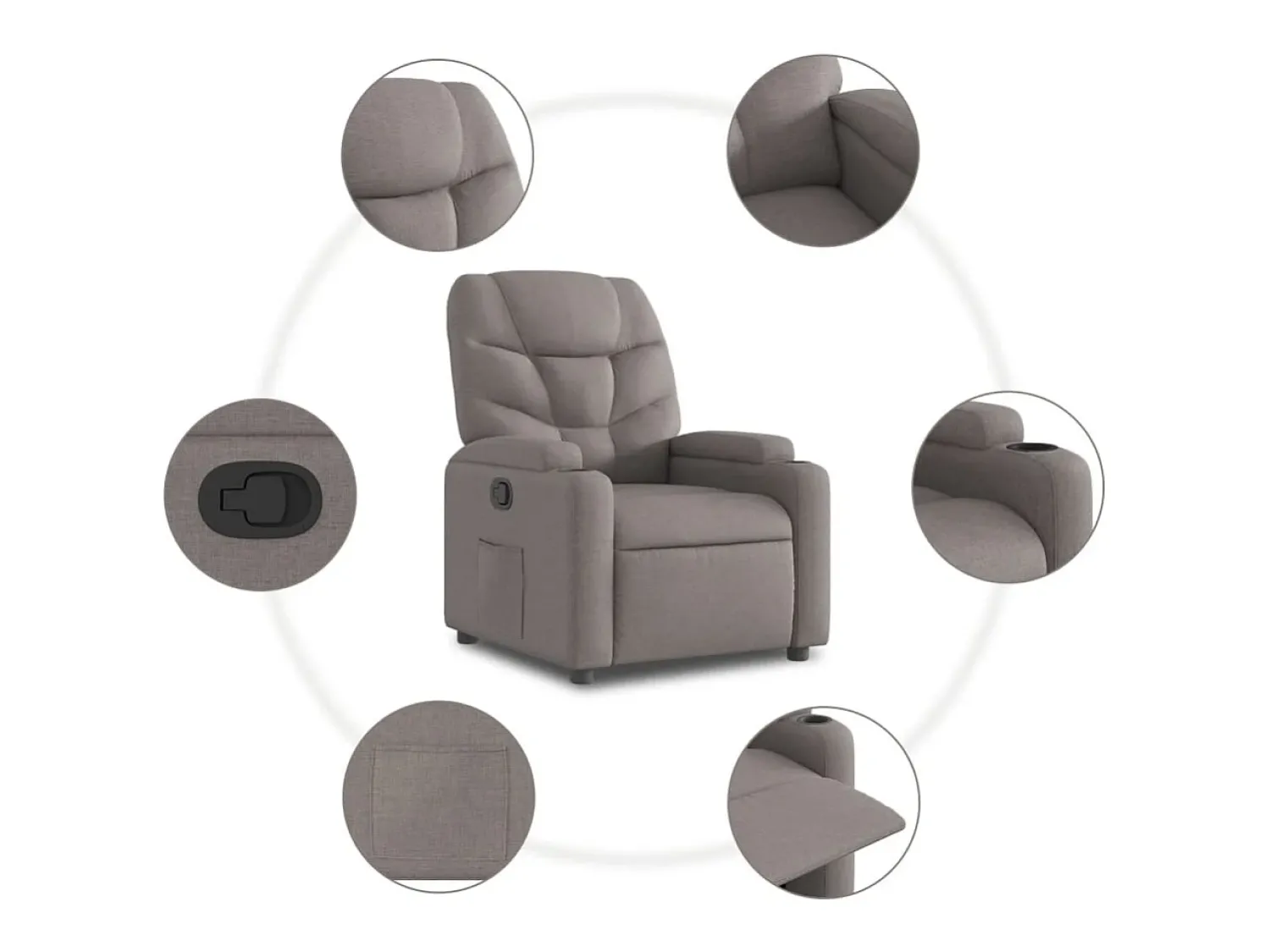 Poltrona Reclinável | Poltrona Confortável Relax tecido cinzento-acastanhado SHL689790^ Poltrona