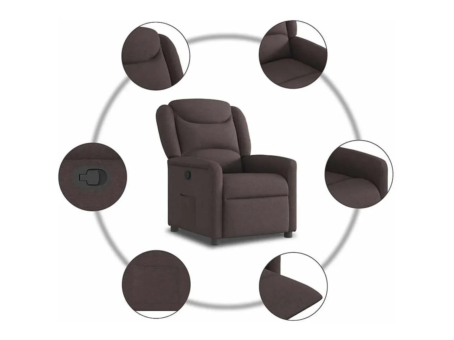 Poltrona* Poltrona Reclinável | Poltrona Confortável Relax tecido -escuro SHL441142 Castanho