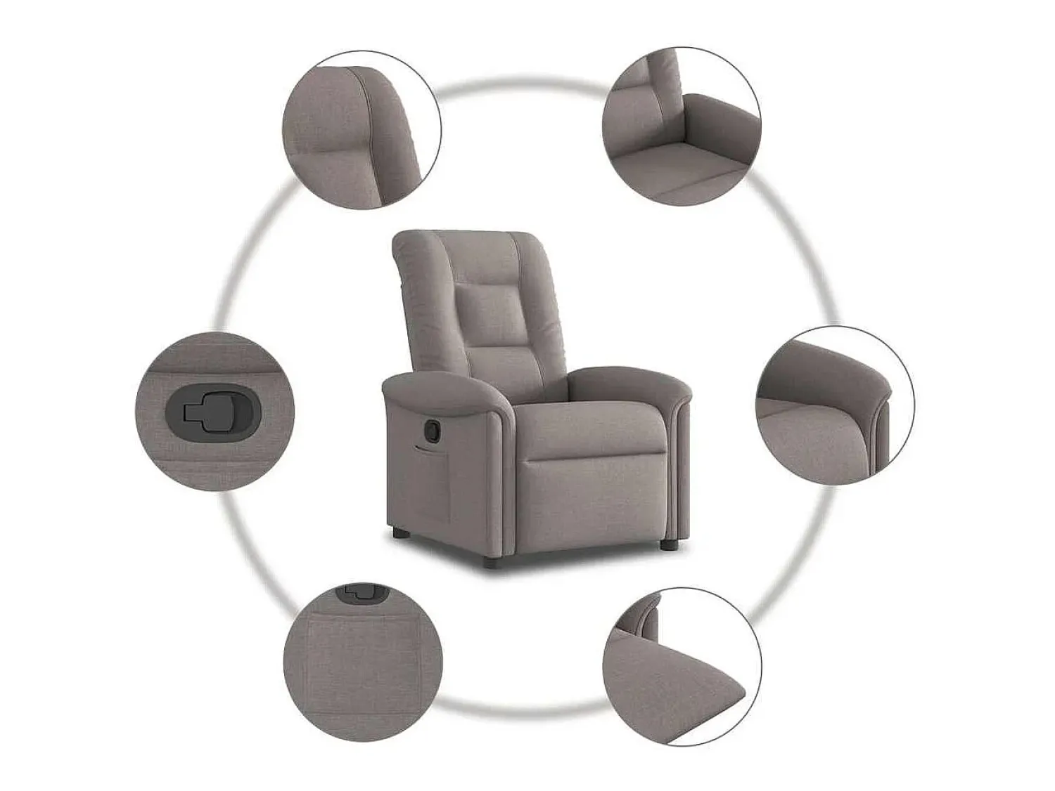 Poltrona Reclinável | Poltrona Confortável Relax tecido cinzento-acastanhado SHL877543^ Poltrona