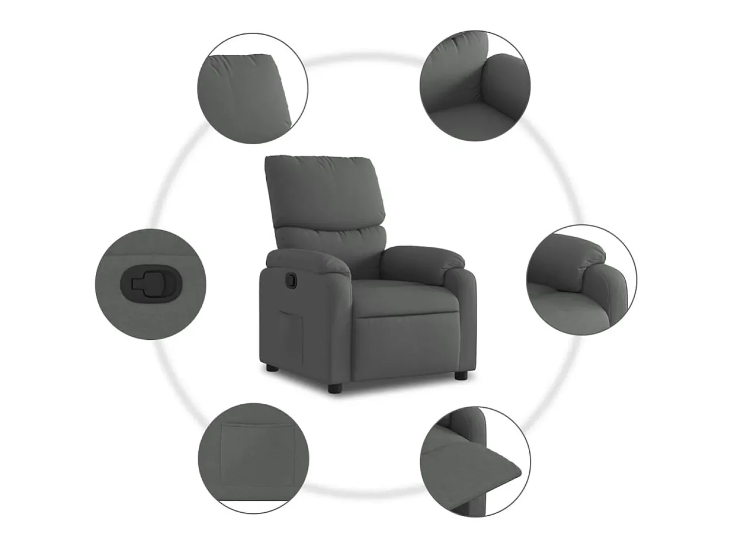 Poltrona* Poltrona Reclinável | Poltrona Confortável Relax tecido cinzento-escuro SHL275524 Cinza antracite