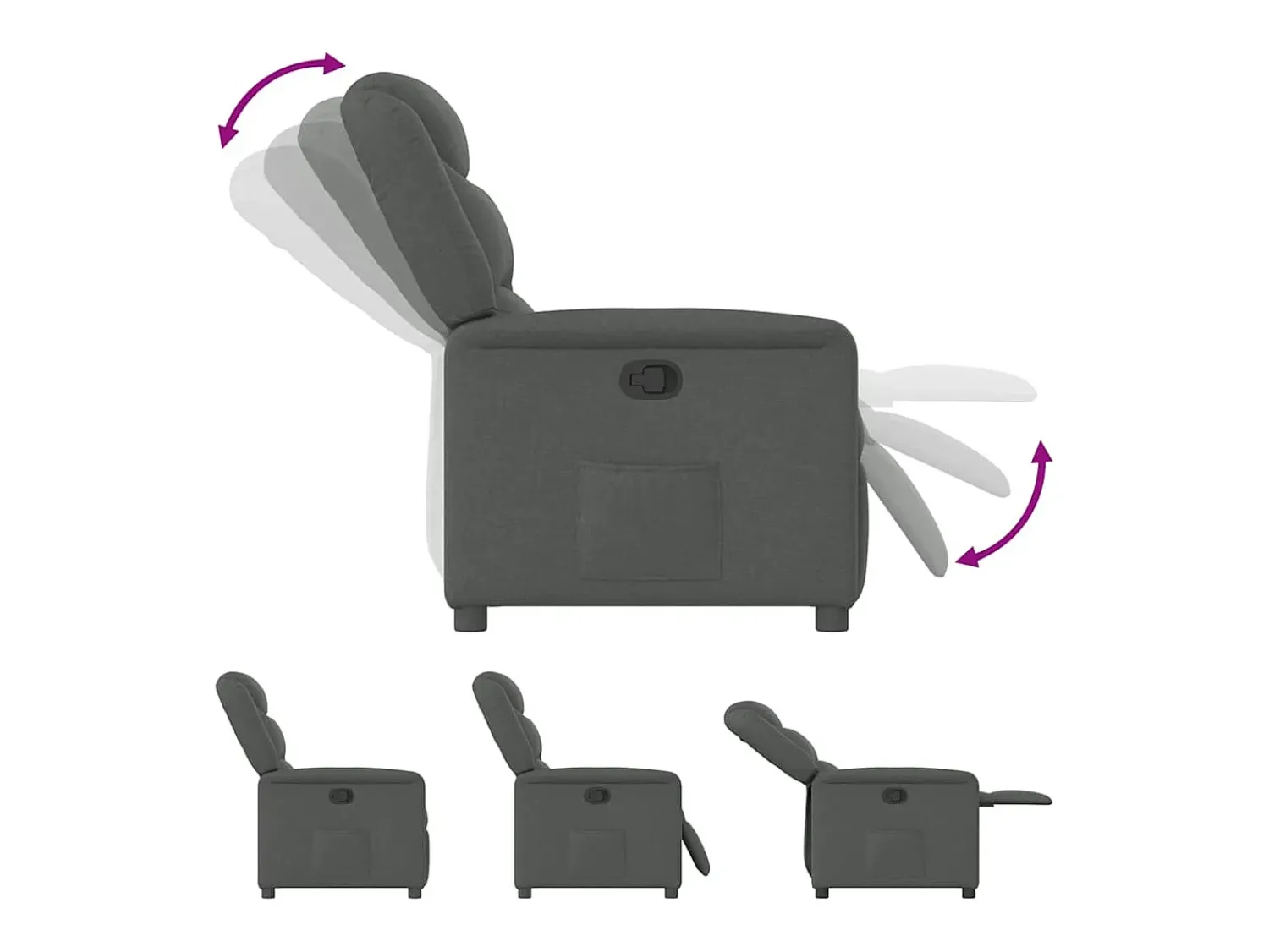 Poltrona Reclinável | Poltrona Confortável Relax tecido cinzento-escuro SHL27671^ Poltrona