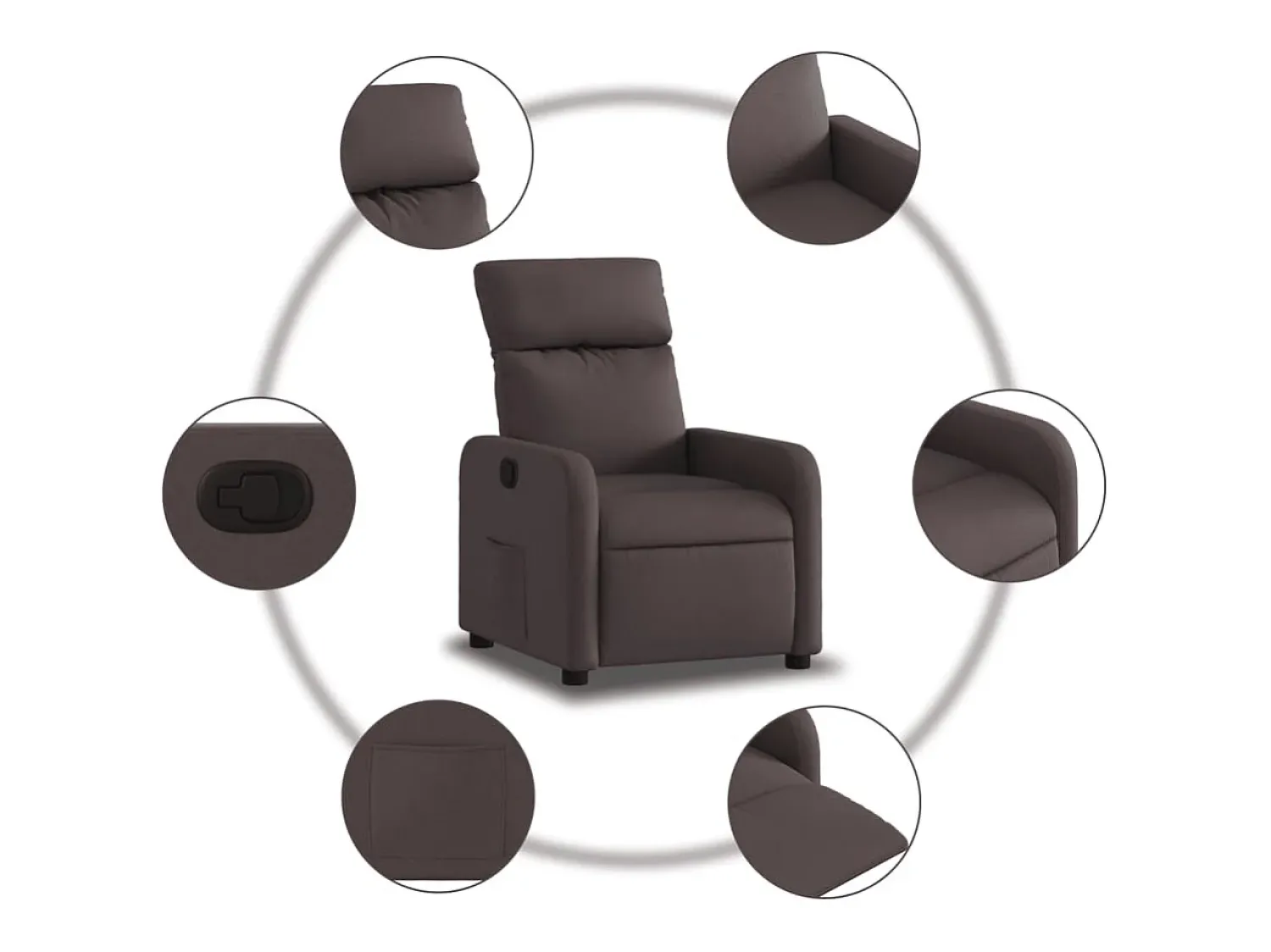 Poltrona* Poltrona Reclinável | Poltrona Confortável Relax tecido -escuro SHL301907 Castanho