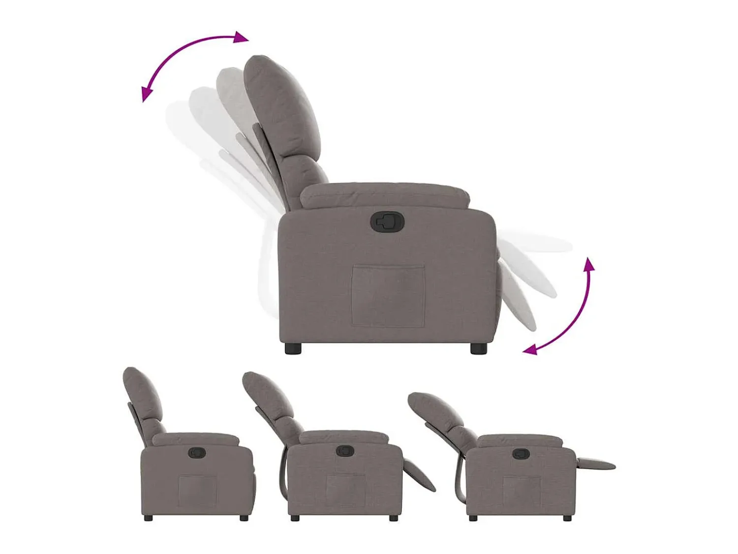 Hot Poltrona Reclinável | Poltrona Confortável Relax tecido cinzento-acastanhado SHL12937 Taupe