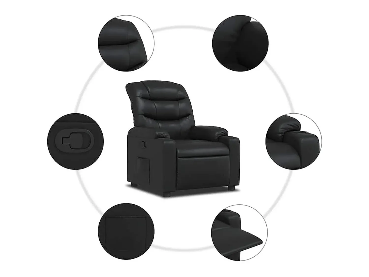 Best Poltrona reclinável couro artificial SHL661943 Preto