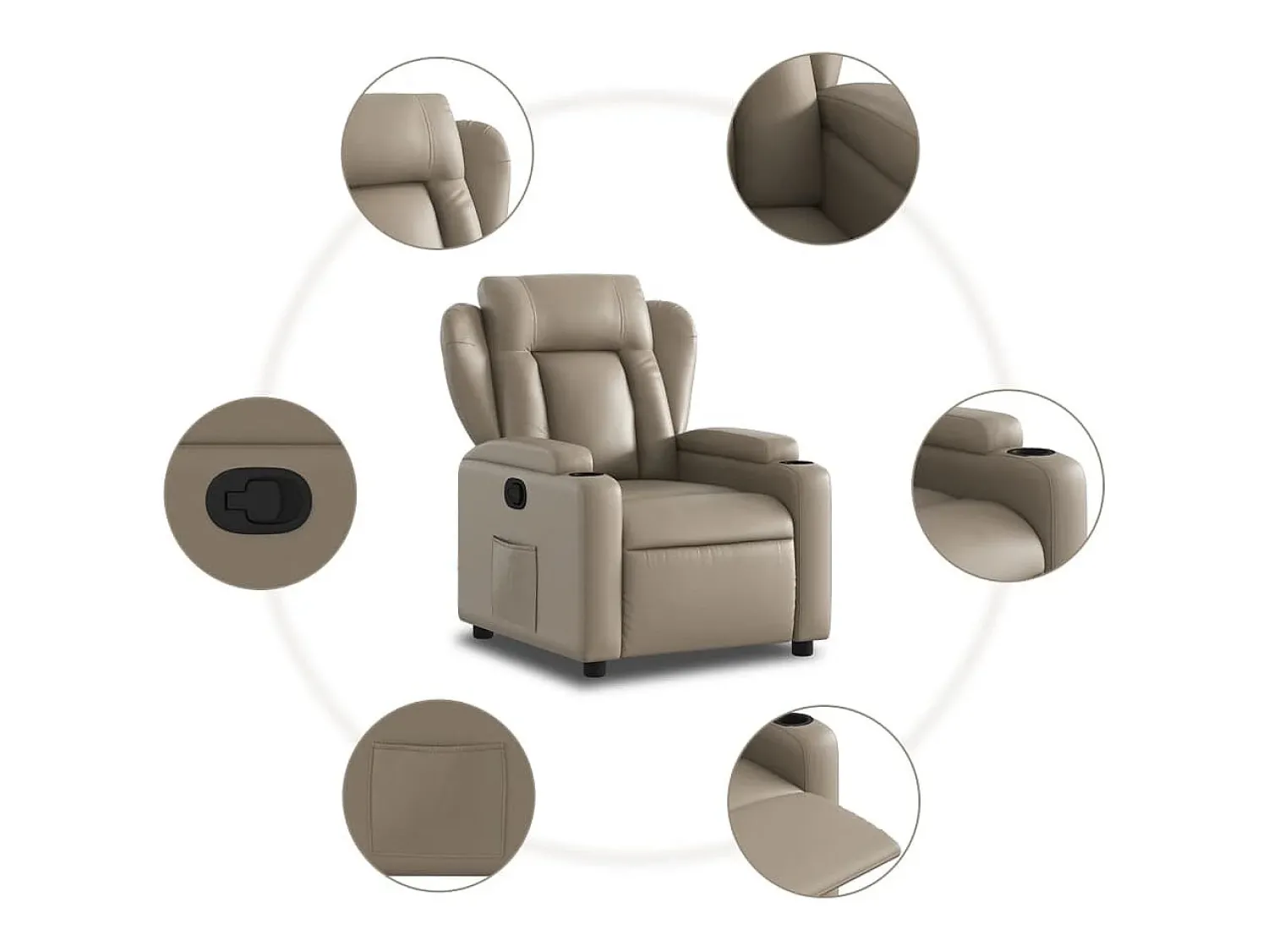 Poltrona reclinável couro artificial cor cappuccino SHL335230^ Poltrona