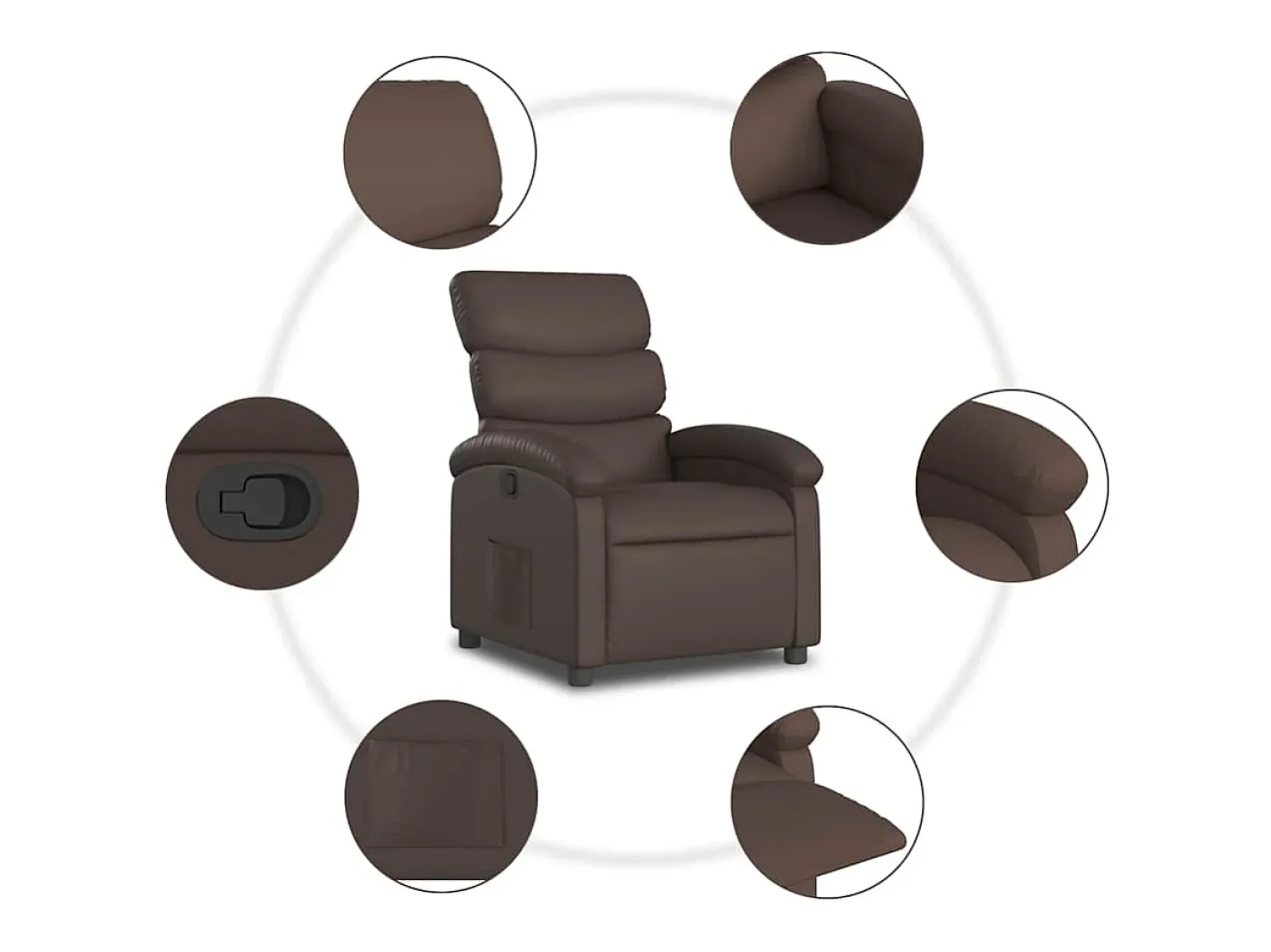 Poltrona| Poltrona reclinável couro artificial SHL852271 Castanho