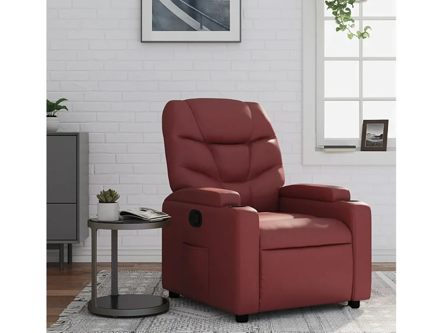 Poltrona| Poltrona reclinável couro artificial tinto SHL730695 Vermelho