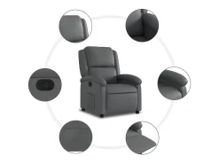 Poltrona*vidaxl Poltrona reclinável couro artificial Cinzento