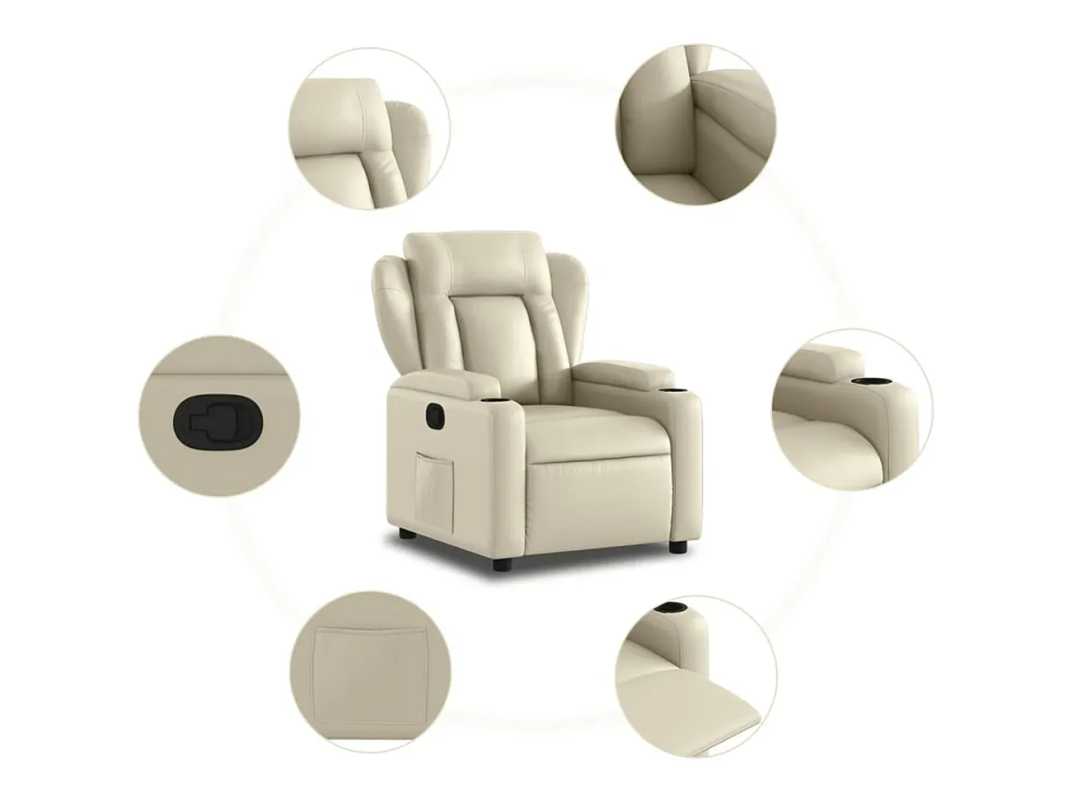 Hot vidaxl Poltrona reclinável couro artificial cor Creme