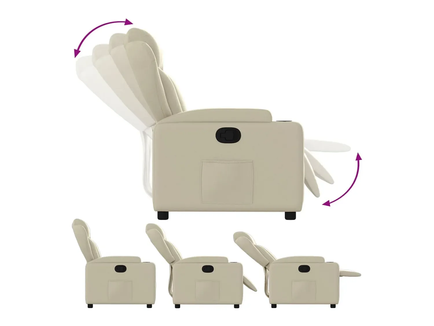Hot vidaxl Poltrona reclinável couro artificial cor Creme