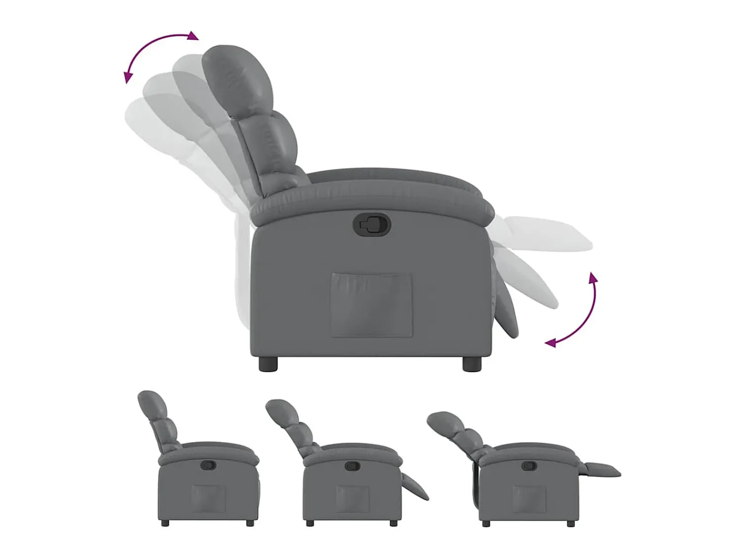 Poltrona| Poltrona reclinável couro artificial SHL517970 Cinzento