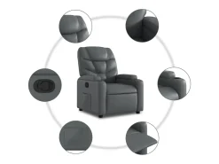 Poltrona*vidaxl Poltrona reclinável couro artificial Cinzento