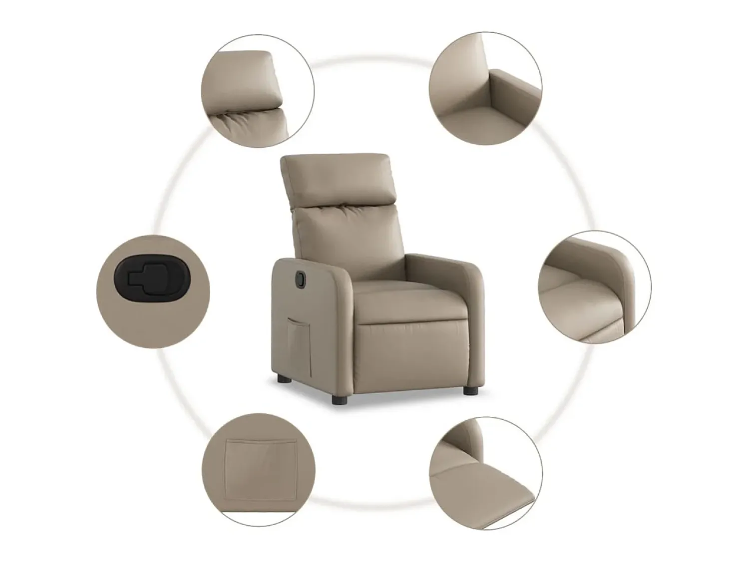 Poltrona| Poltrona reclinável couro artificial cor cappuccino SHL342435 Castanho