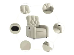 Clearance Poltrona reclinável couro artificial cor SHL146774 Creme