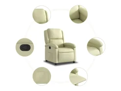 Poltrona| Poltrona reclinável couro genuíno cor SHL27584 Creme