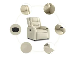 Poltrona* Poltrona reclinável couro artificial cor SHL34406 Creme