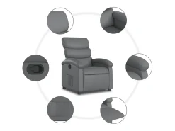 Poltrona*vidaxl Poltrona reclinável couro artificial Cinzento