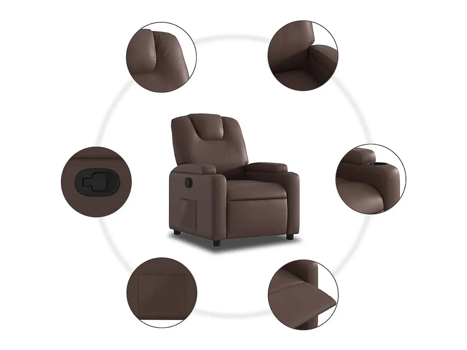 Poltrona|vidaxl Poltrona reclinável couro artificial Castanho