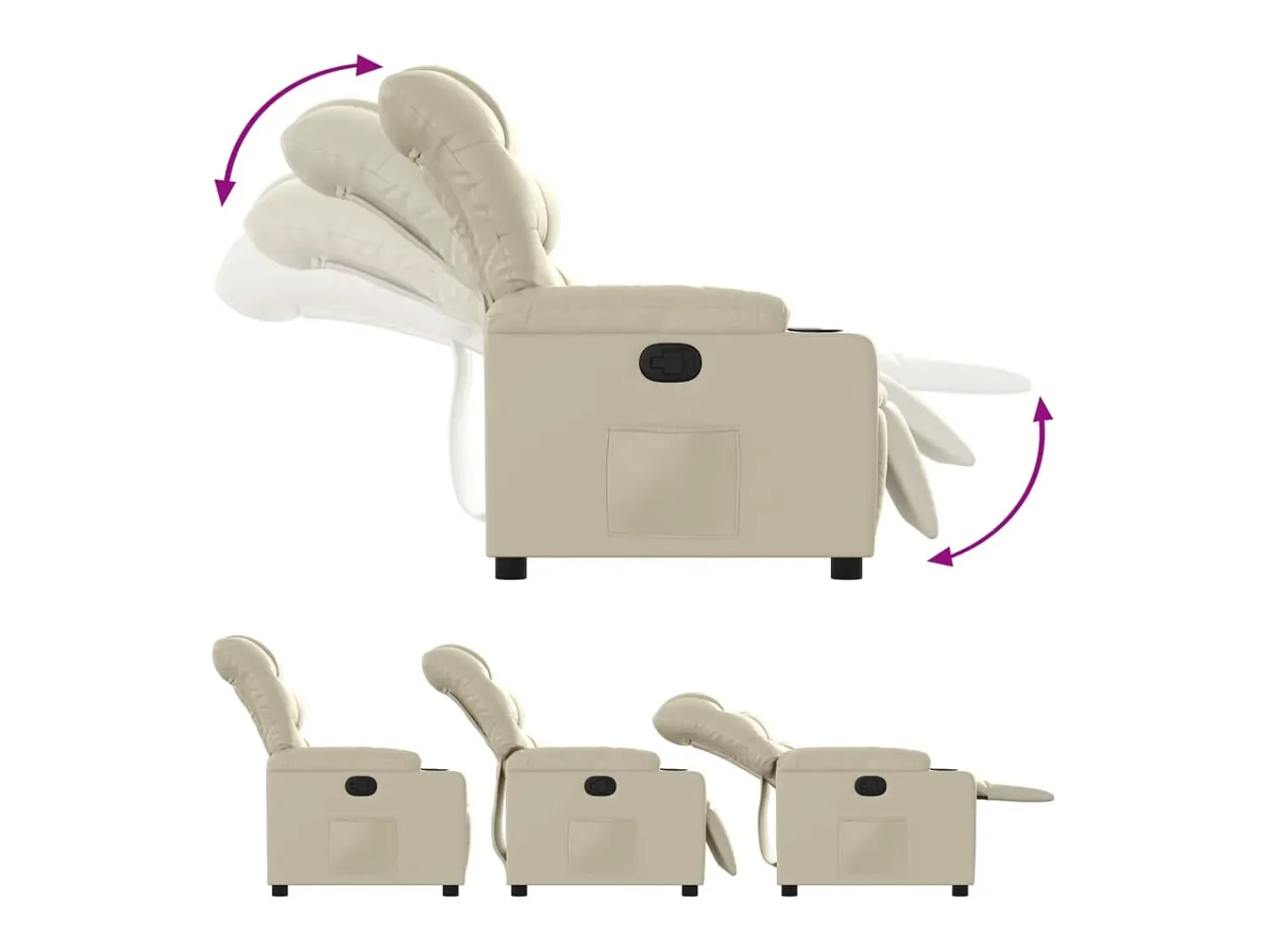 Discount Poltrona reclinável couro artificial cor PT155246 Creme