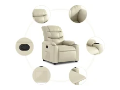 Discount Poltrona reclinável couro artificial cor PT155246 Creme