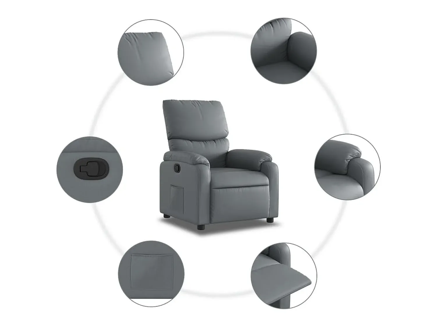 Poltrona* Poltrona reclinável couro artificial SHL468610 Cinzento