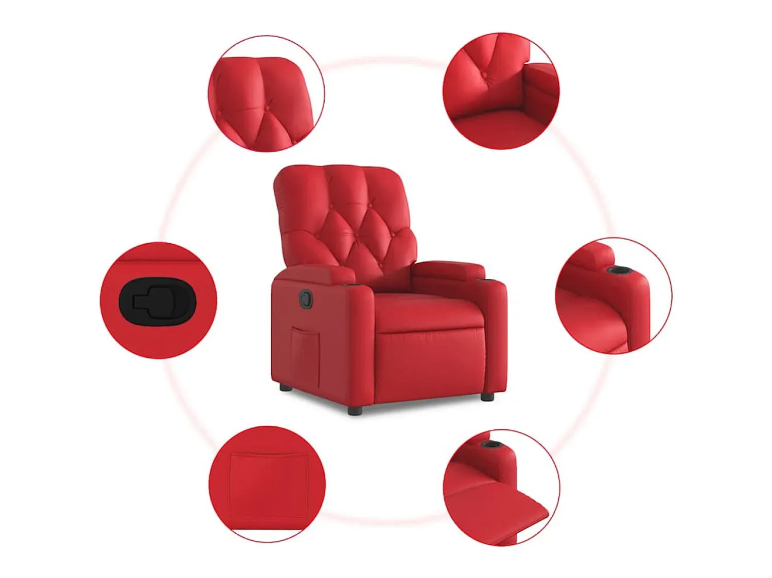 Clearance Poltrona reclinável couro artificial SHL100304 Vermelho