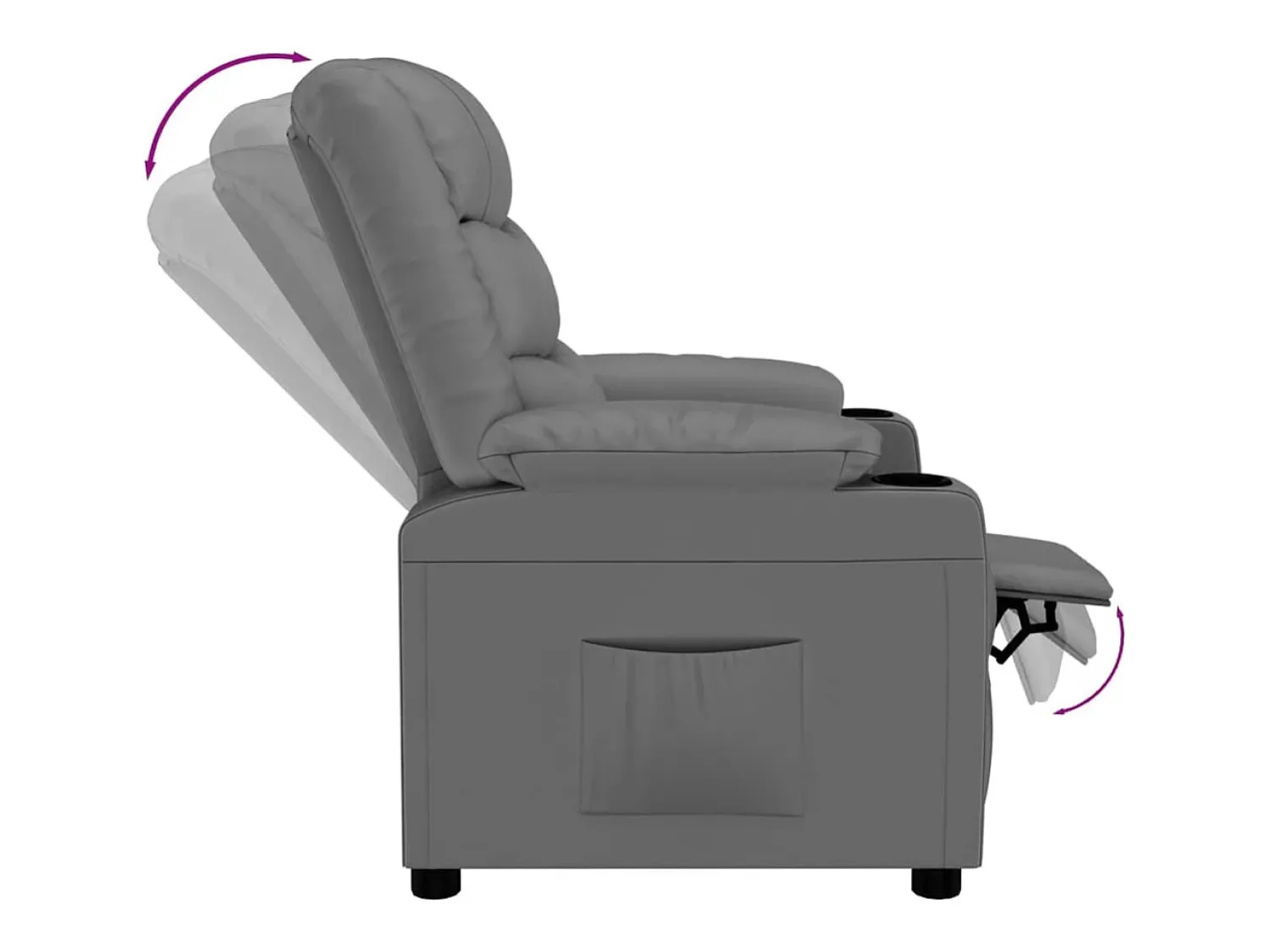 Hot Poltrona reclinável couro artificial SHL980419 Cinzento