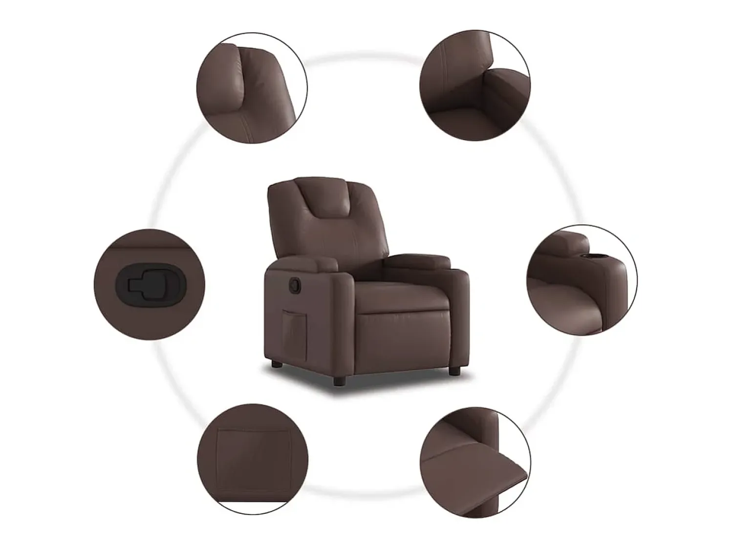 Discount Poltrona reclinável couro artificial SHL247387 Castanho