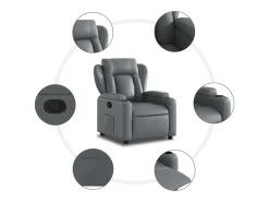 Poltrona*vidaxl Poltrona reclinável couro artificial Cinzento