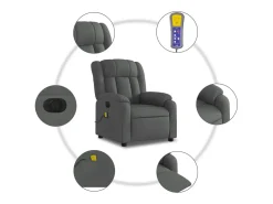 Poltrona reclinável de massagens elétrica tecido cinza-escuro SHL646076^ Poltrona
