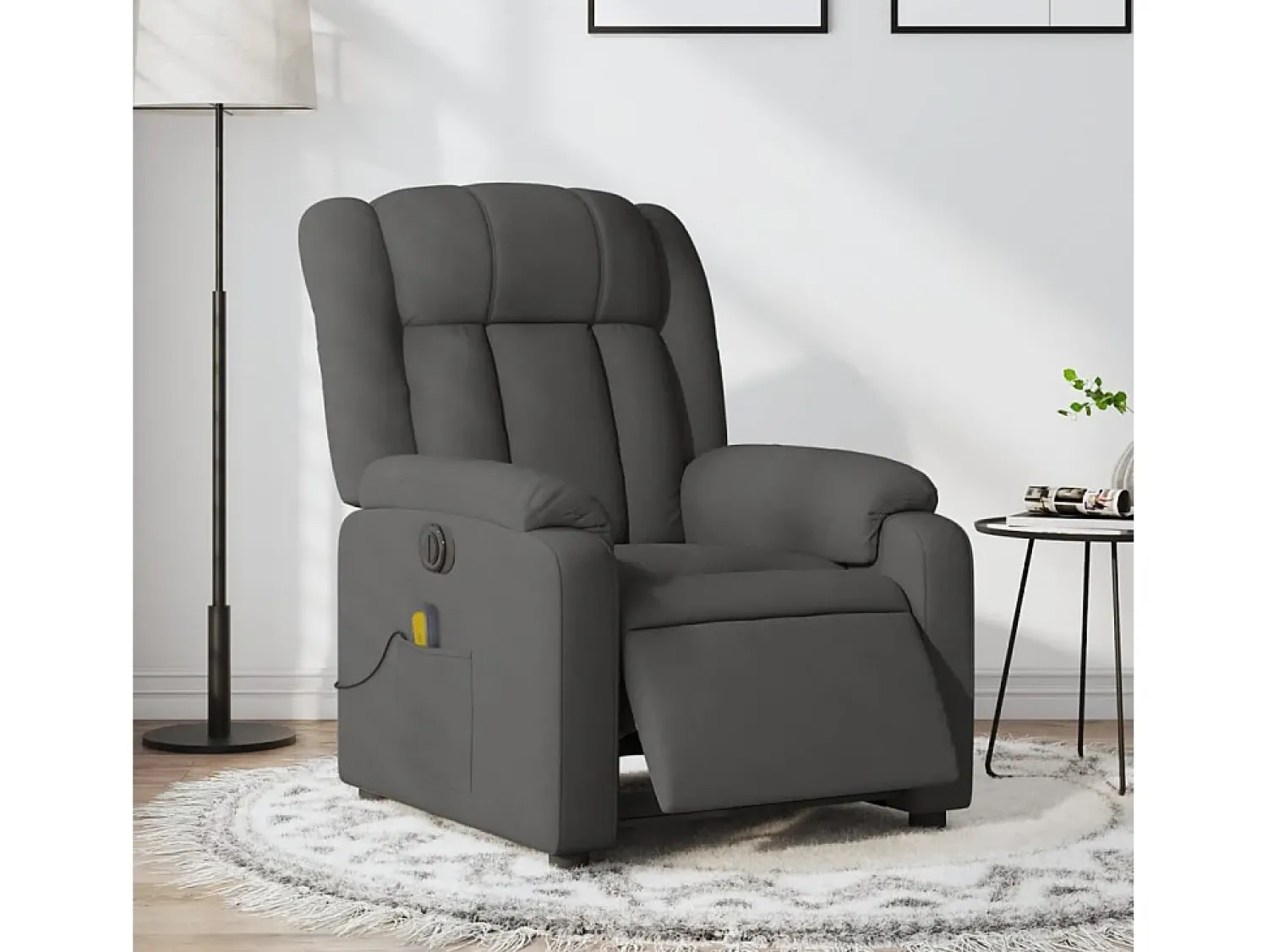 Poltrona reclinável de massagens elétrica tecido cinza-escuro SHL646076^ Poltrona