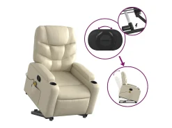 Best Poltrona reclinável de massagens couro artificial cor SHL899432 Creme