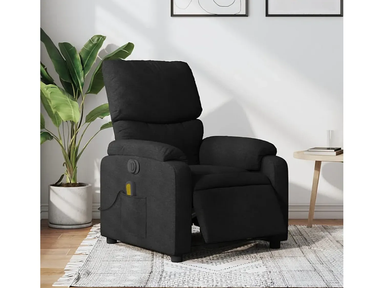 Sale Poltrona reclinável de massagens elétrica tecido SHL534106 Preto