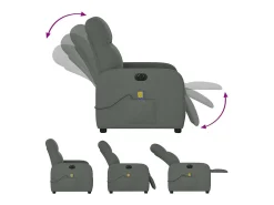 Poltrona*vidaxl Poltrona reclinável de massagens elétrica tecido cinza-escuro Cinzento