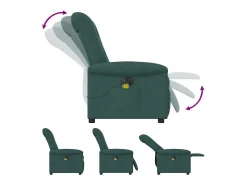 Outlet Poltrona reclinável de massagens elétrica tecido verde-escuro SHL783868 Verde pinho