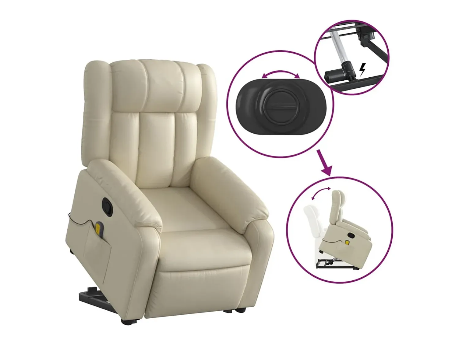 Best Poltrona reclinável de massagens couro artificial cor SHL72147 Creme