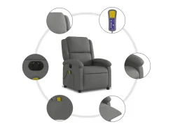 Outlet Poltrona reclinável de massagens elétrica tecido cinza-escuro SHL121715 Cinza antracite