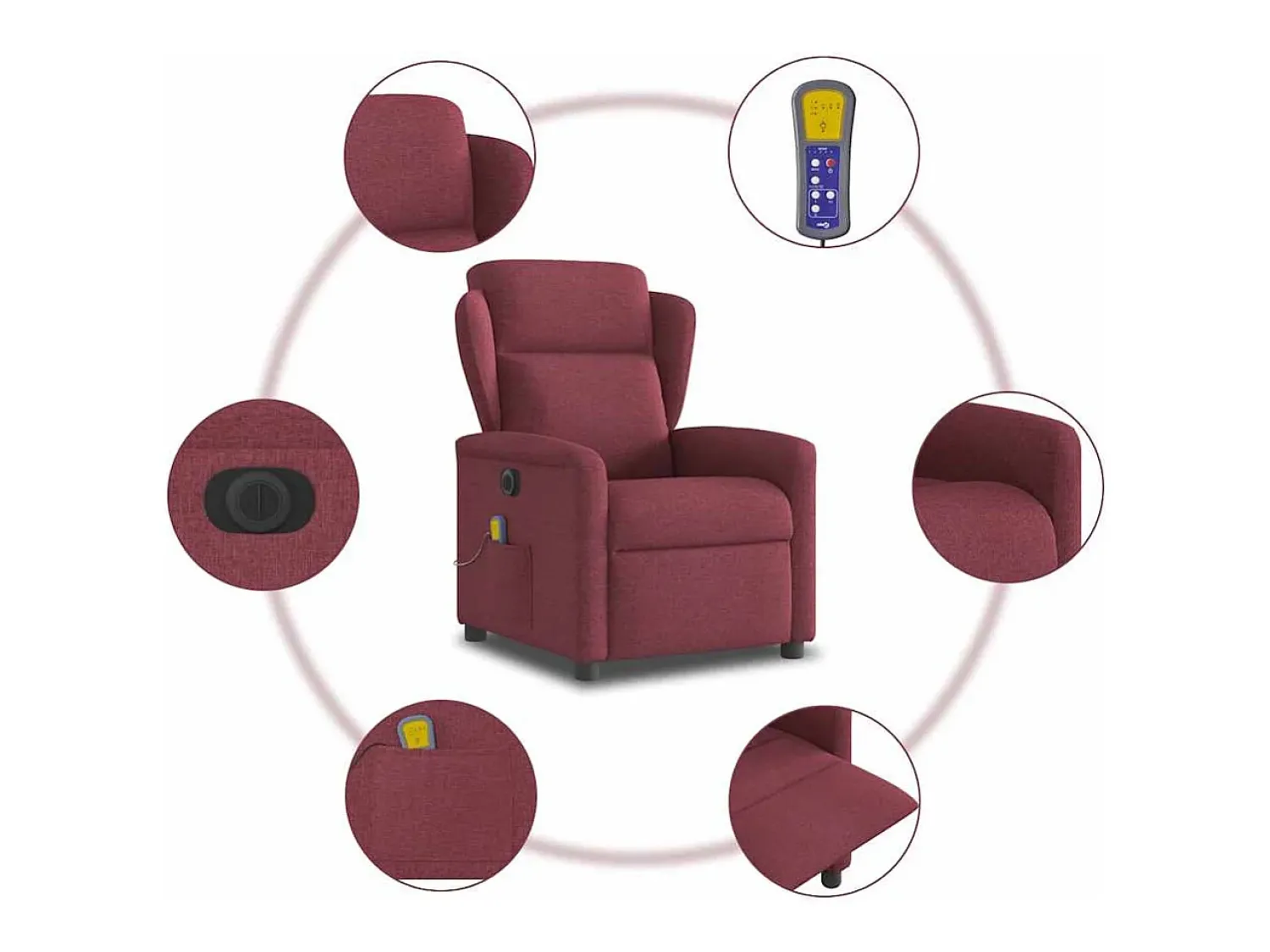 Poltrona reclinável de massagens elétrica tecido tinto SHL813181^ Poltrona