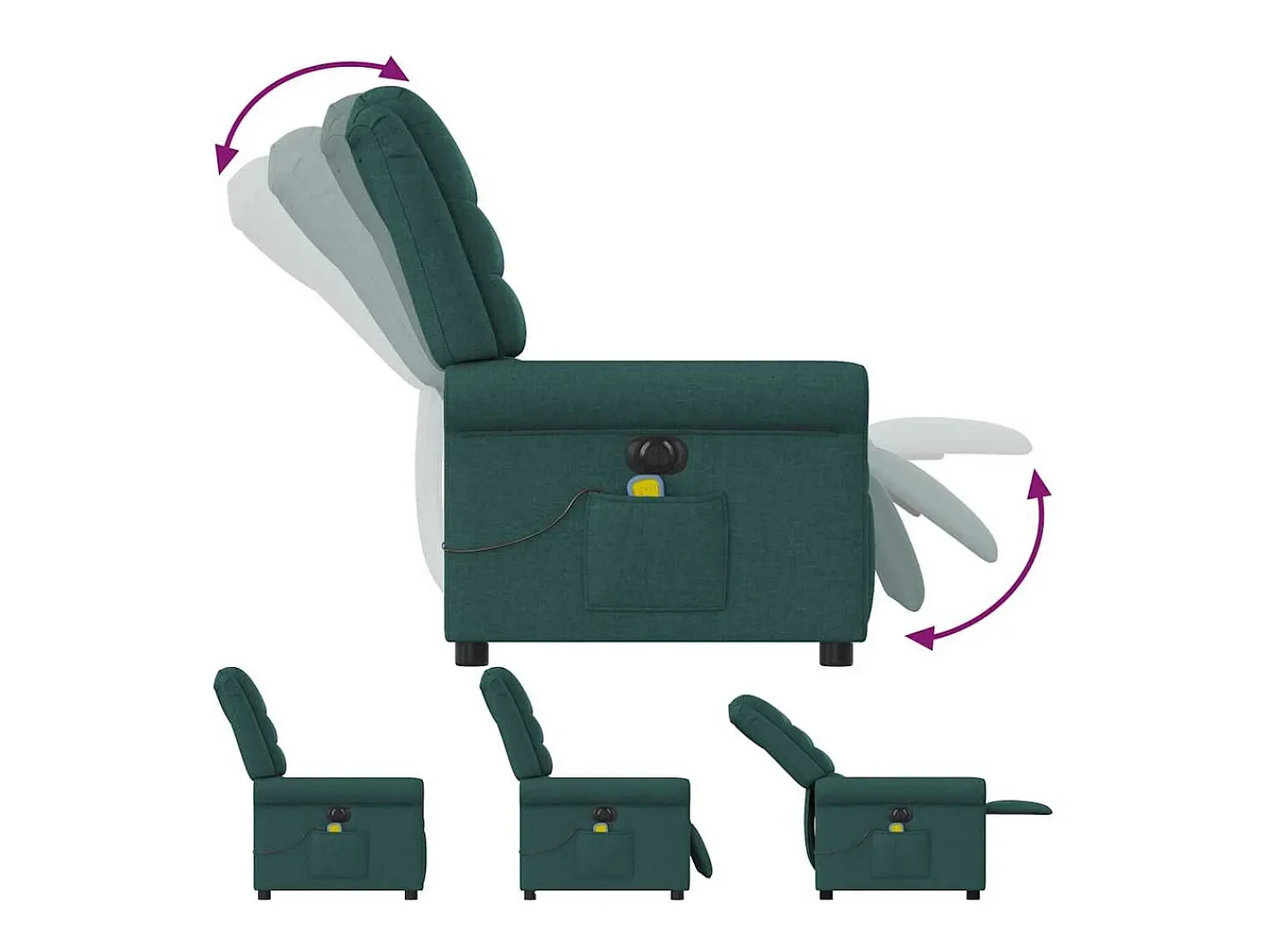 Poltrona* Poltrona reclinável de massagens elétrica tecido verde-escuro SHL370838 Verde pinho