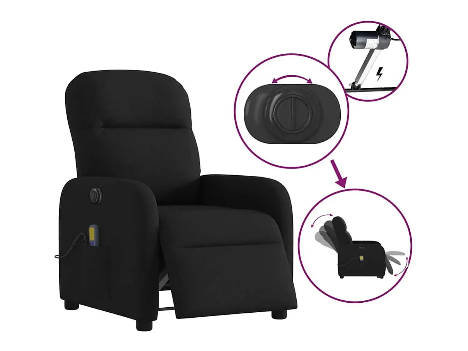 Poltrona reclinável de massagens elétrica tecido SHL995962^ Poltrona