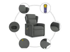 Outlet Poltrona reclinável de massagem em tecido cinza escuro SHL787884 Cinza antracite